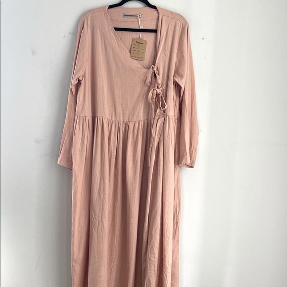 NWT Simpson Handmade Custom long sleeve modest minimal lagenlook wrap dress - Picture 1 of 6